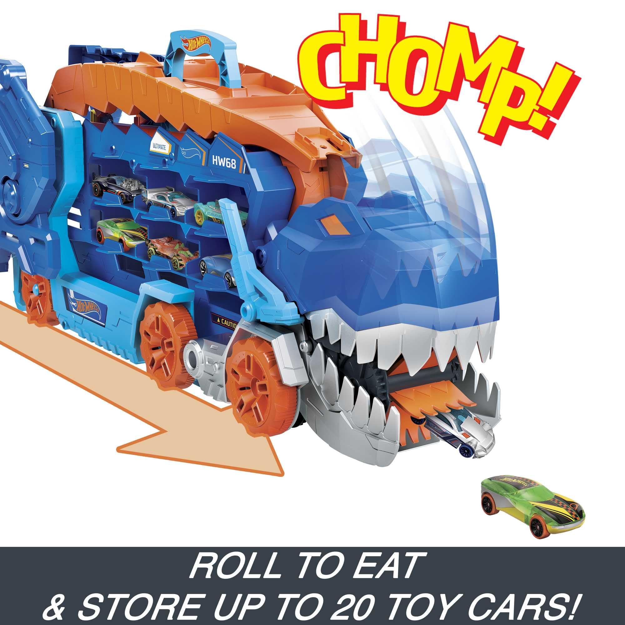 Hot Wheels City Ultimate T-Rex Transporter Race Track Set Multicolor