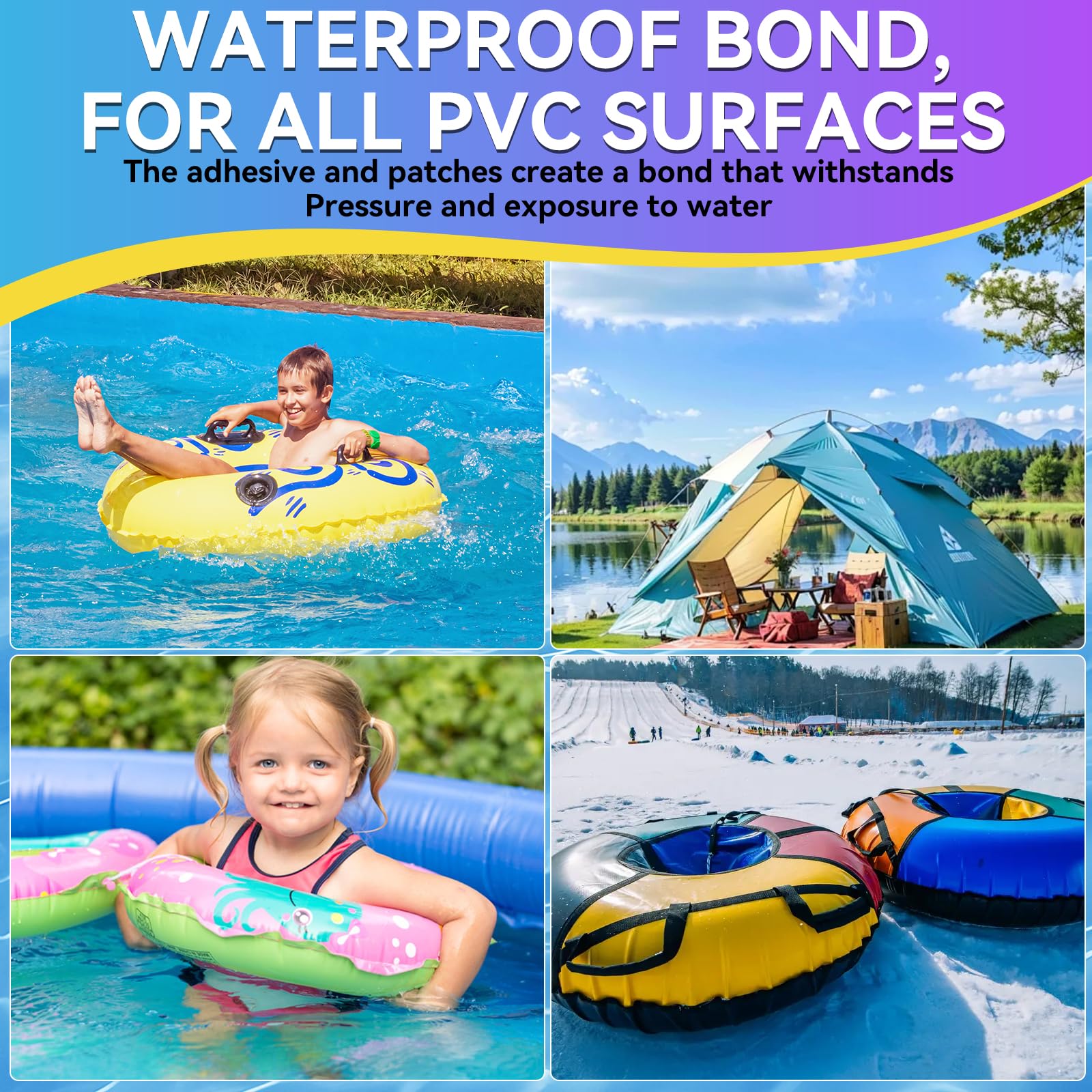 Balldanlu Air Mattress Patch Kit Waterproof Vinyl Repair Adhesive Inflatables