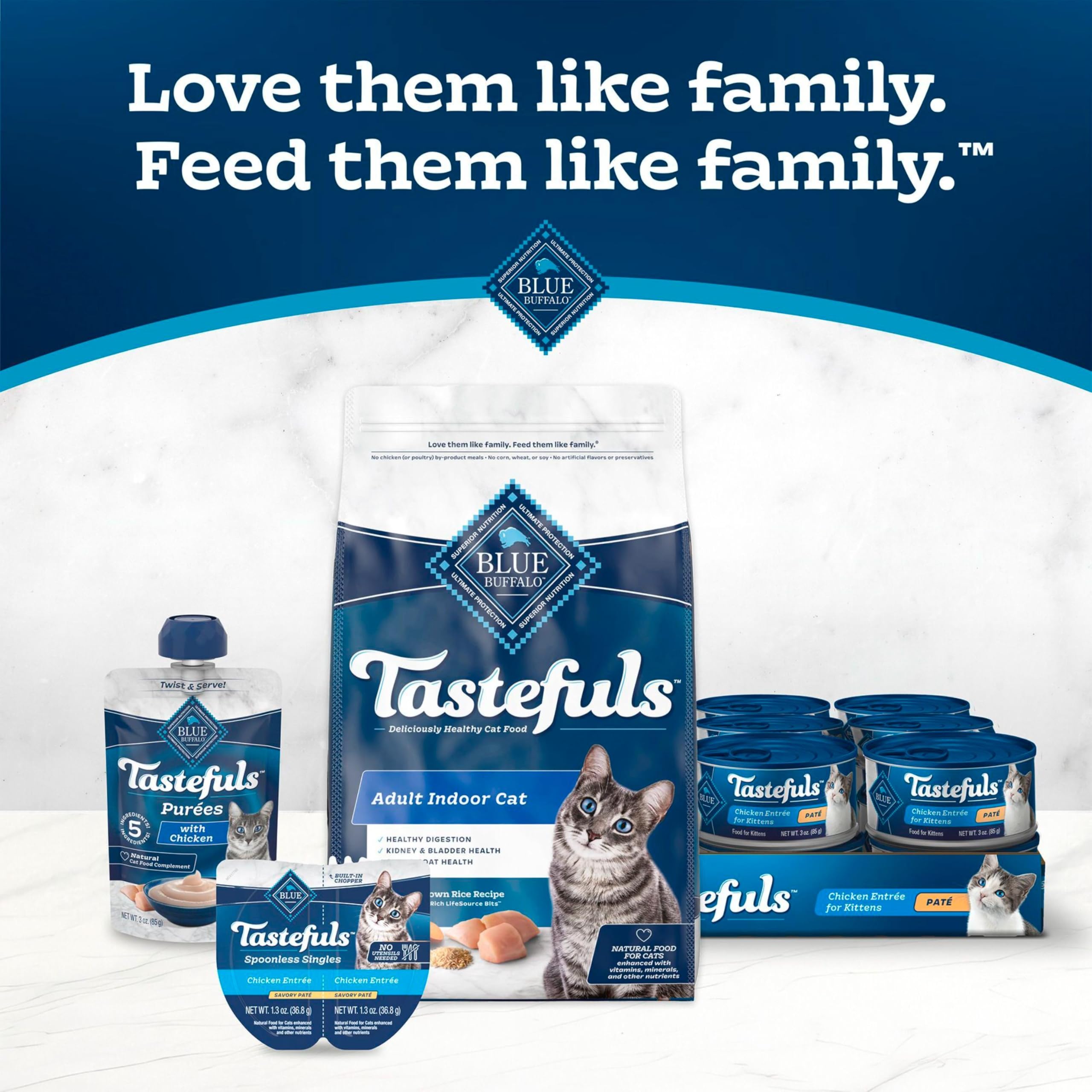 BestBy04/28 Blue Buffalo Tastefuls Wet Cat Food Variety Tuna Chicken 3oz 12ct