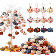 Soulchen 48 Pc Thanksgiving Mini Pumpkin Ornaments 2 Inch Orange Fabric