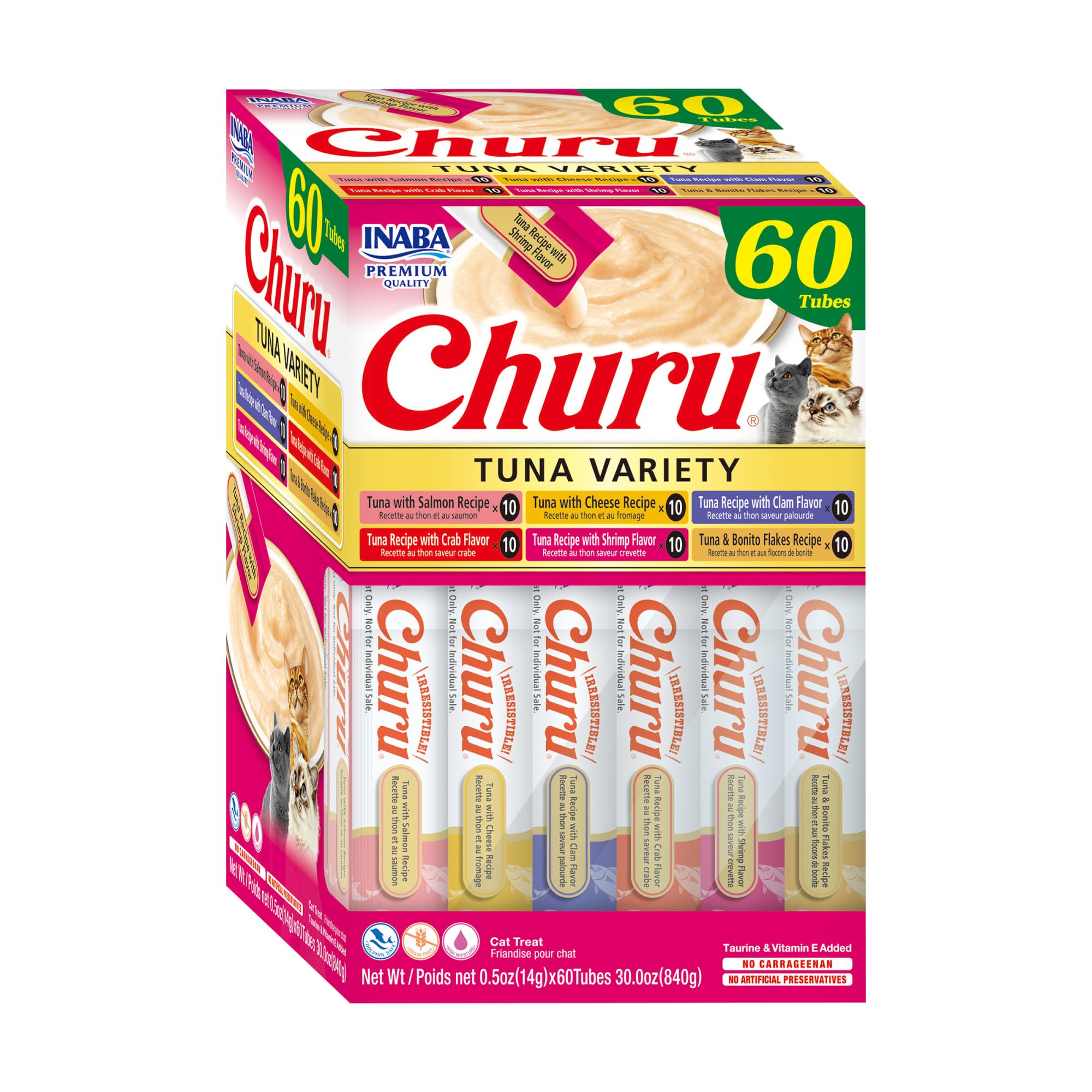 BestBy01/27 INABA Churu Grain-Free Tuna Cat Treats Creamy Purée 60 Servings