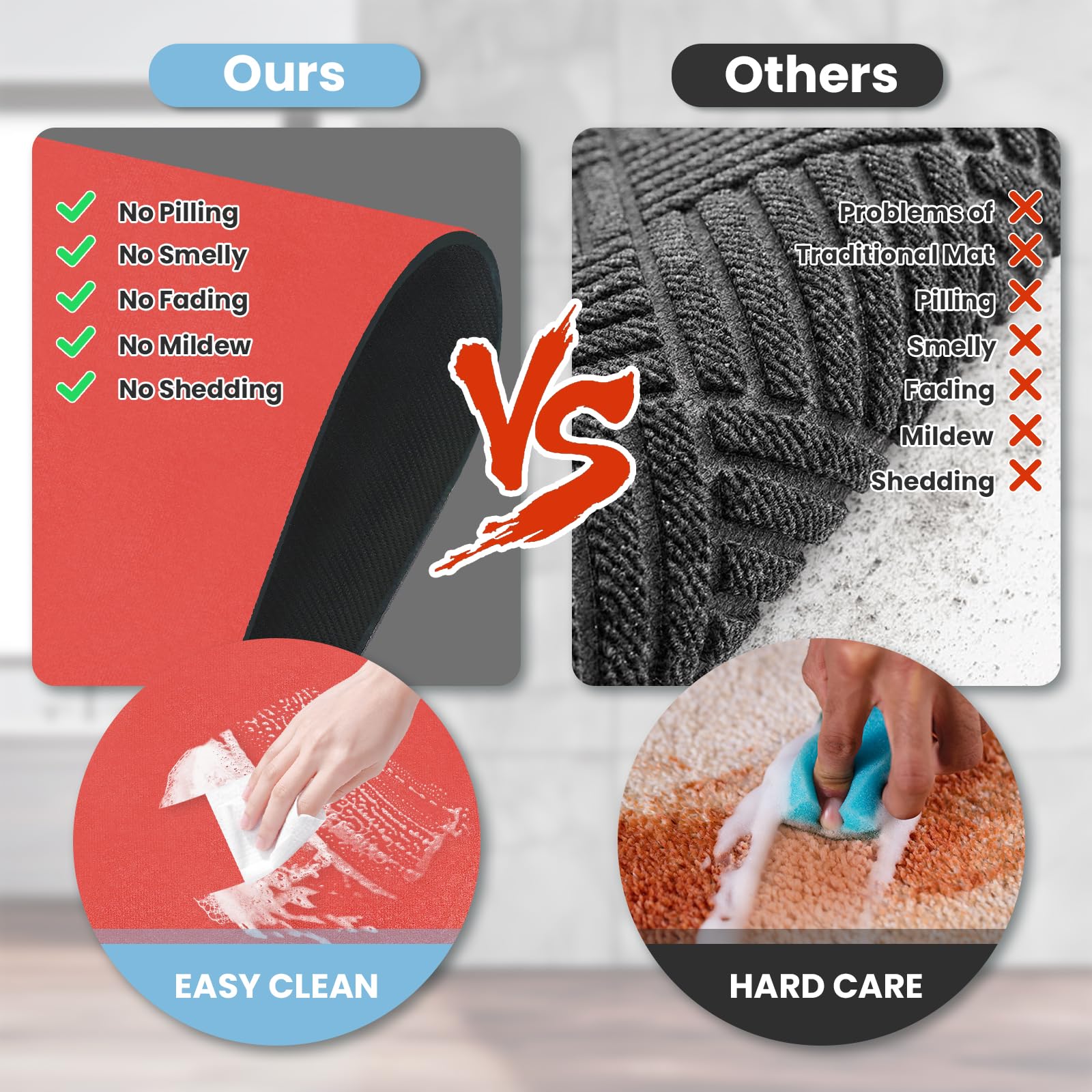 PROOVEELLY Diatomaceous Earth Bath Mat Non Slip Quick Dry Red 15.7x35.4