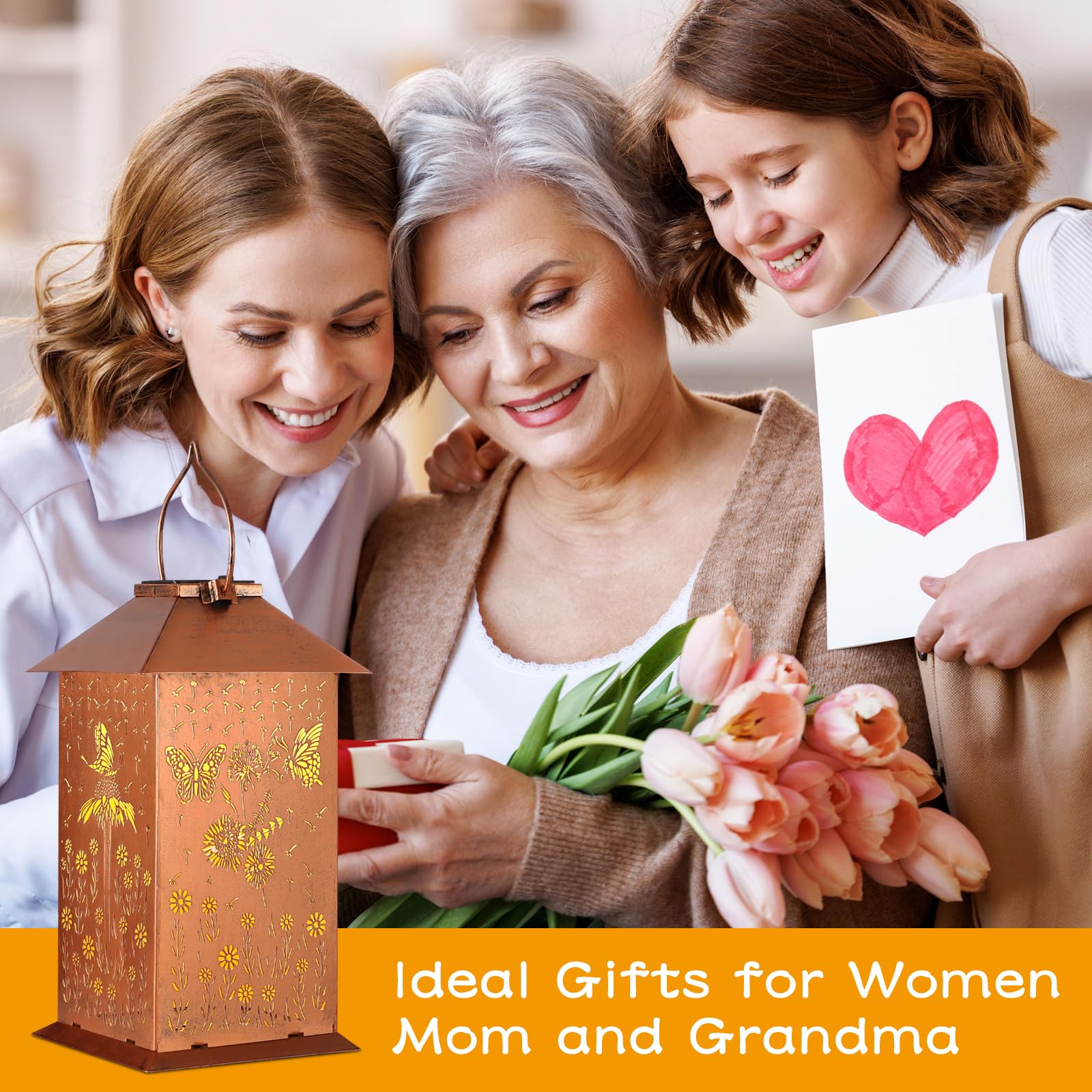 Doorkeer Butterfly Solar Lantern Outdoor Waterproof Metal LED Light Copper