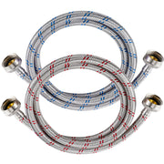 Yejesiy 4ft Stainless Steel Washing Machine Hoses 2 Pack Hot Cold Red Blue