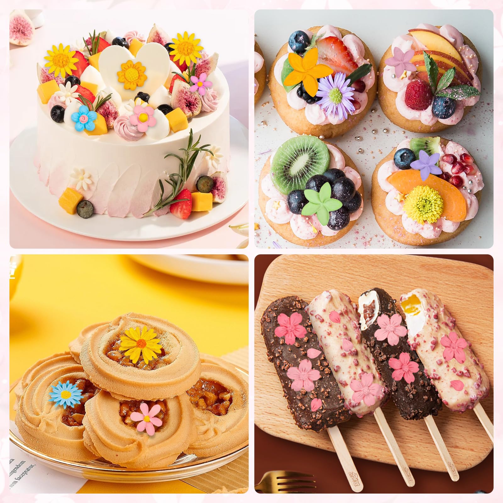 CNTVO 5Pcs Daisy Silicone Flower Molds Gray for Resin Baking DIY Multi-Color