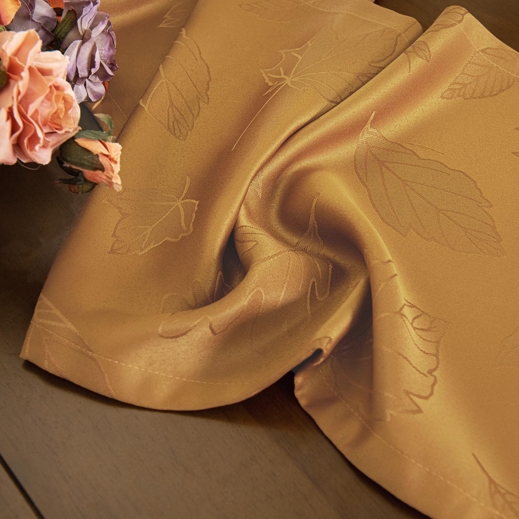 Joyfol Day Jacquard Maple Leaf Table Runner Amber 14x60 Inch