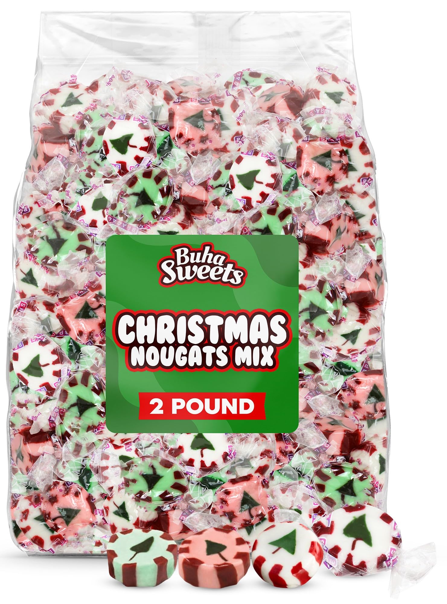 Bulk Christmas Nougats Candy Mix 2 lb Soft Chewy Peppermint Wintergreen Cinnamon