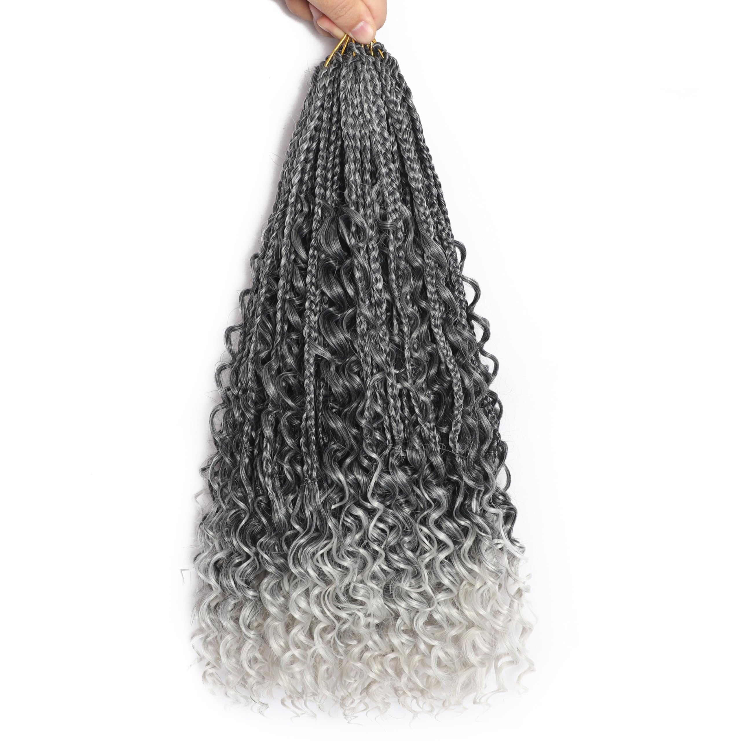poetically Ombre Grey Boho Goddess Crochet Braids 18 Inch Pre-looped Hair