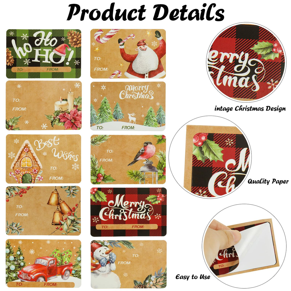 FOIMAS 100-Piece Christmas Gift Sticker Labels