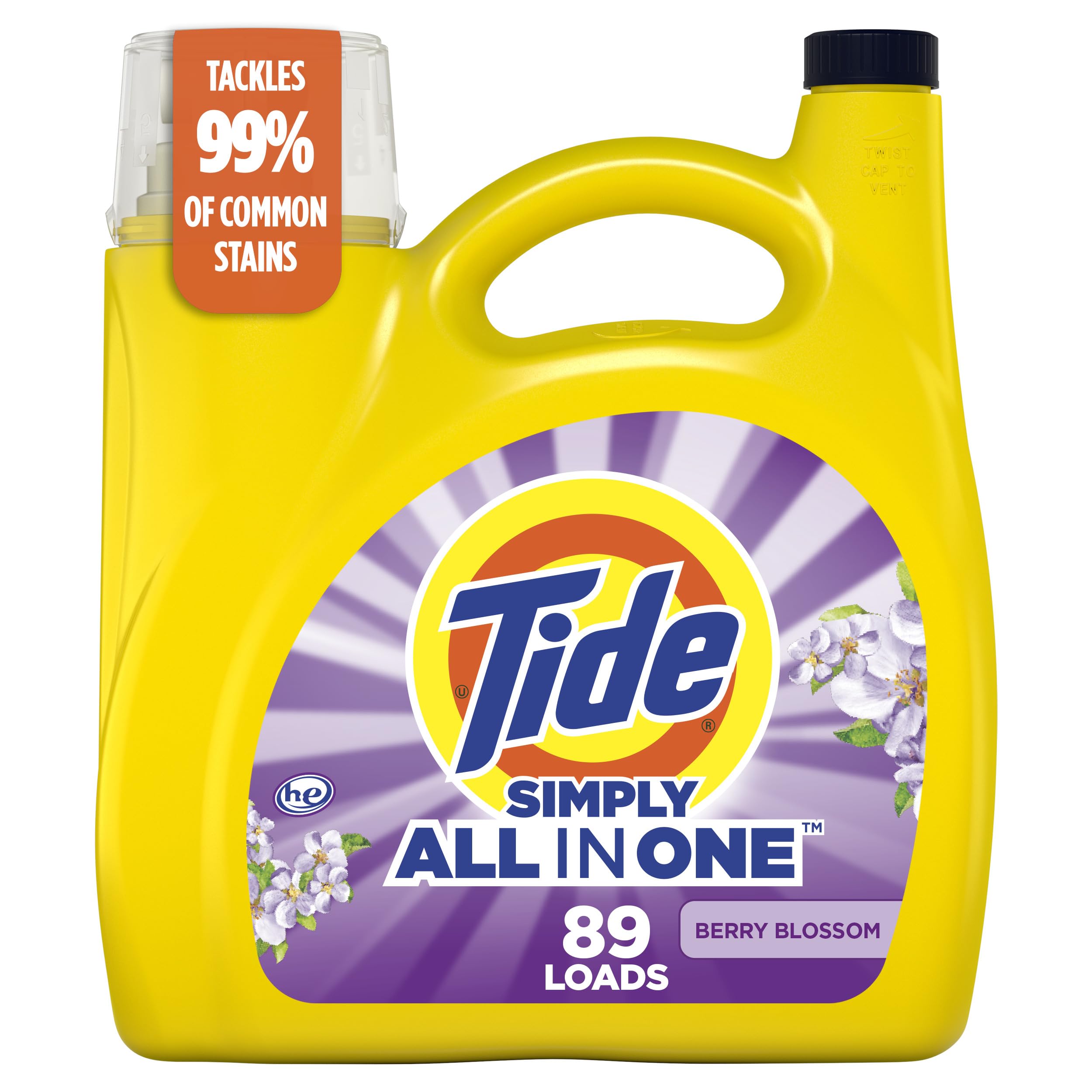 Tide Simply All-In-One Liquid Laundry Detergent Berry Blossom 117 fl oz 89 Loads
