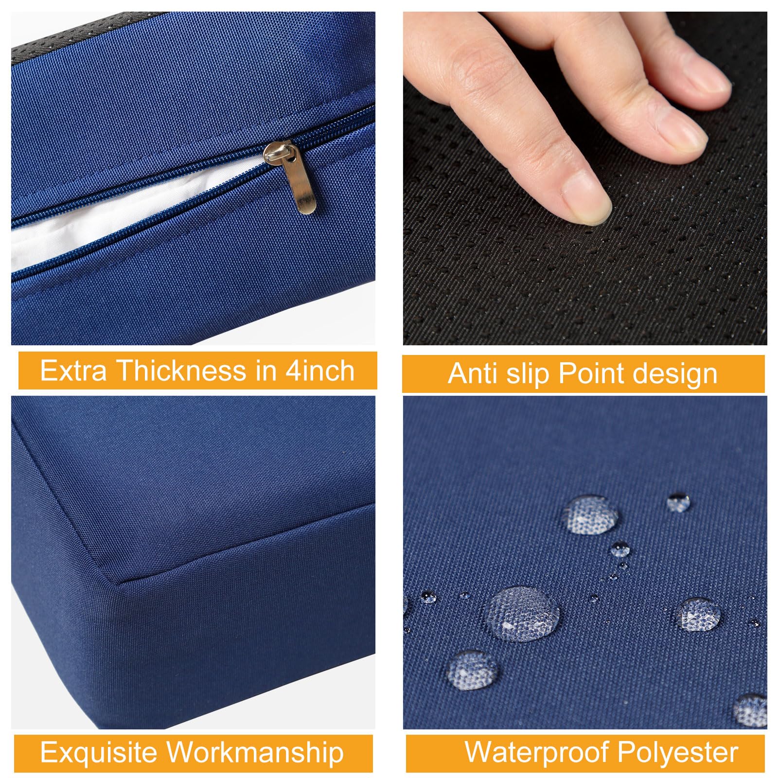 famibay Outdoor Chair Cushions Set 2 Waterproof UV Resistant 22x22 Navy