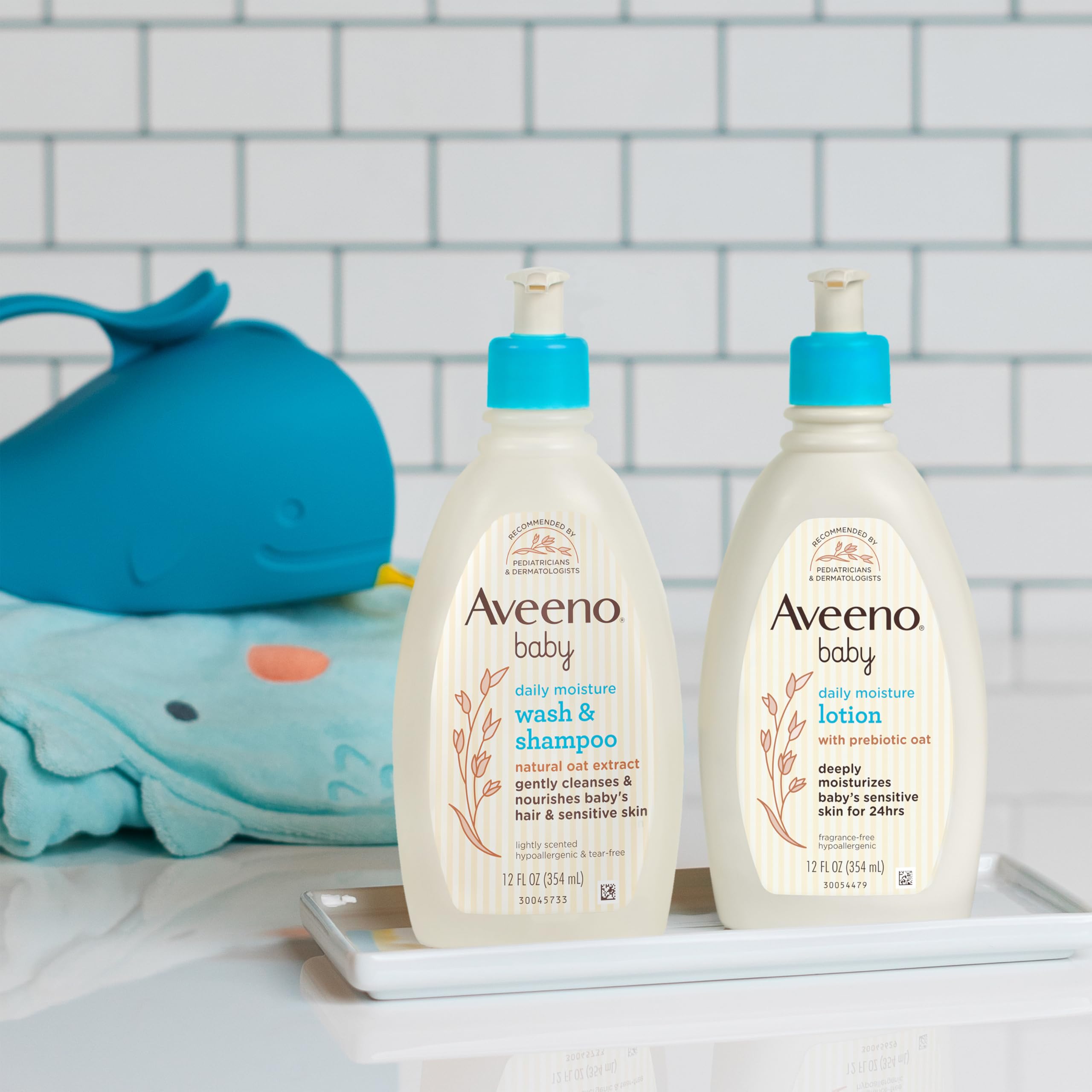 Aveeno Baby Daily Care Gift Set Oat Extract Prebiotic 2 Pack Lotion & Wash
