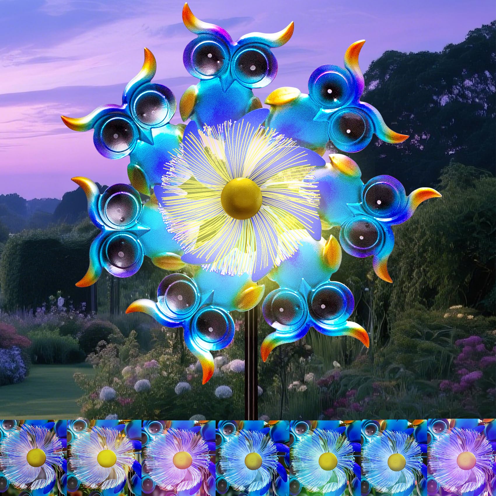 GIBMIDSER 51" Sea Turtle Solar Wind Spinner LED Outdoor Garden Decor
