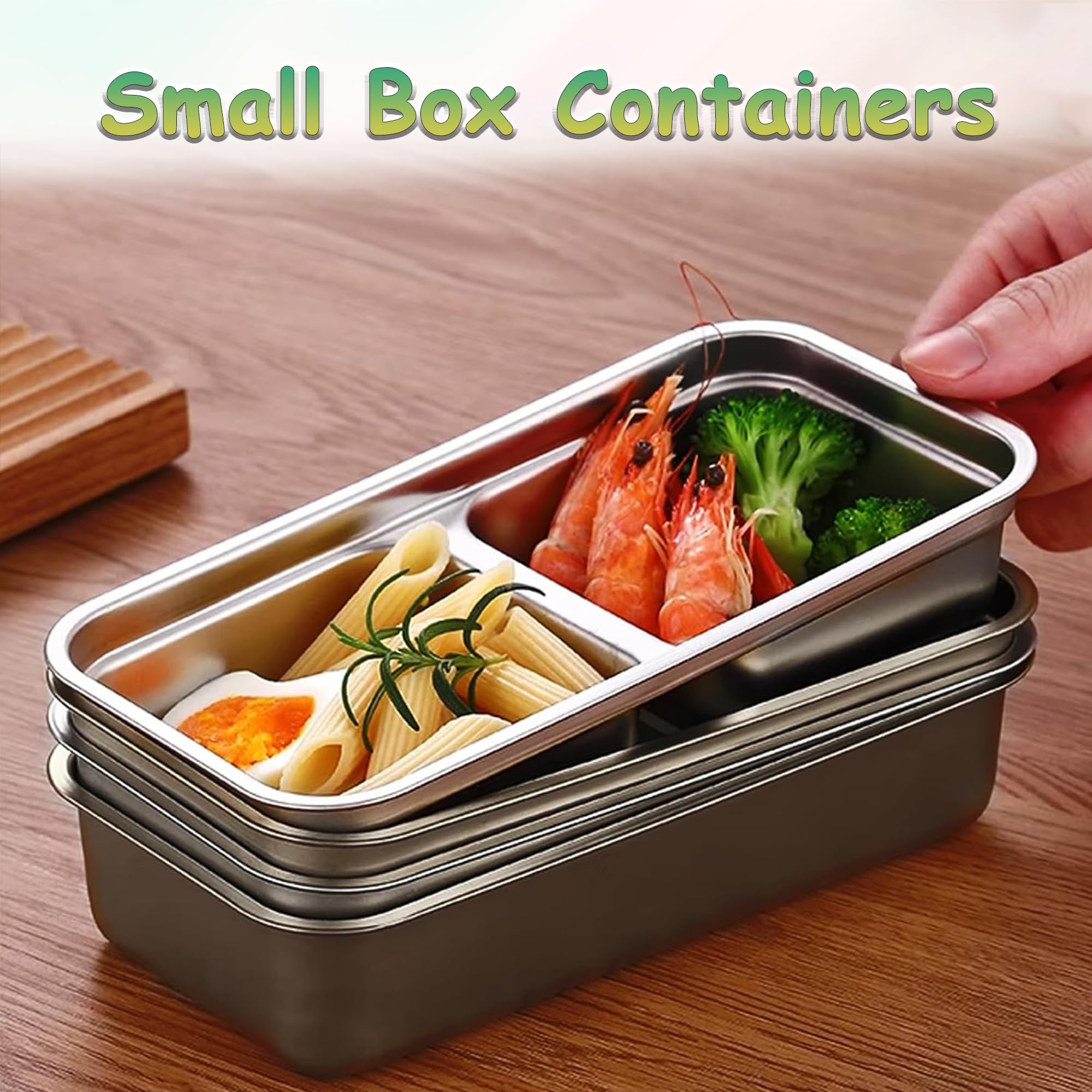 QWEZXO Stainless Steel Double Compartment Snack Containers with Lids 4 Pack Blue