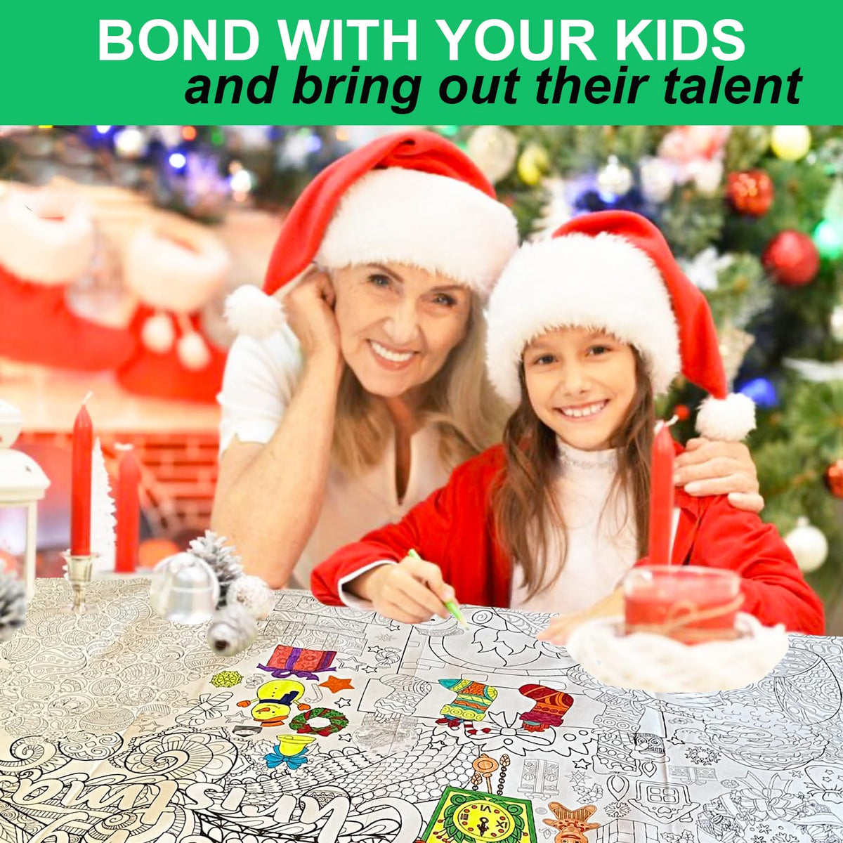 ALNETI Christmas Coloring Poster for Adults and Kids - Large Coloring Posters