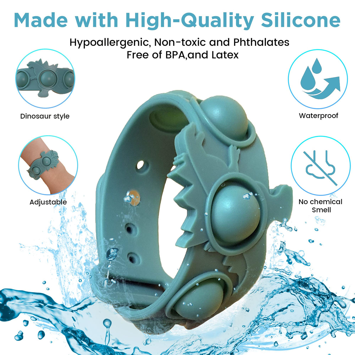 [Like New] Dinosaur Silicone Pop-It Fidget Bracelet