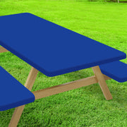 Moosfor Picnic Table Cover with Bench Covers Elastic Fitted Spandex 30x72 Blue