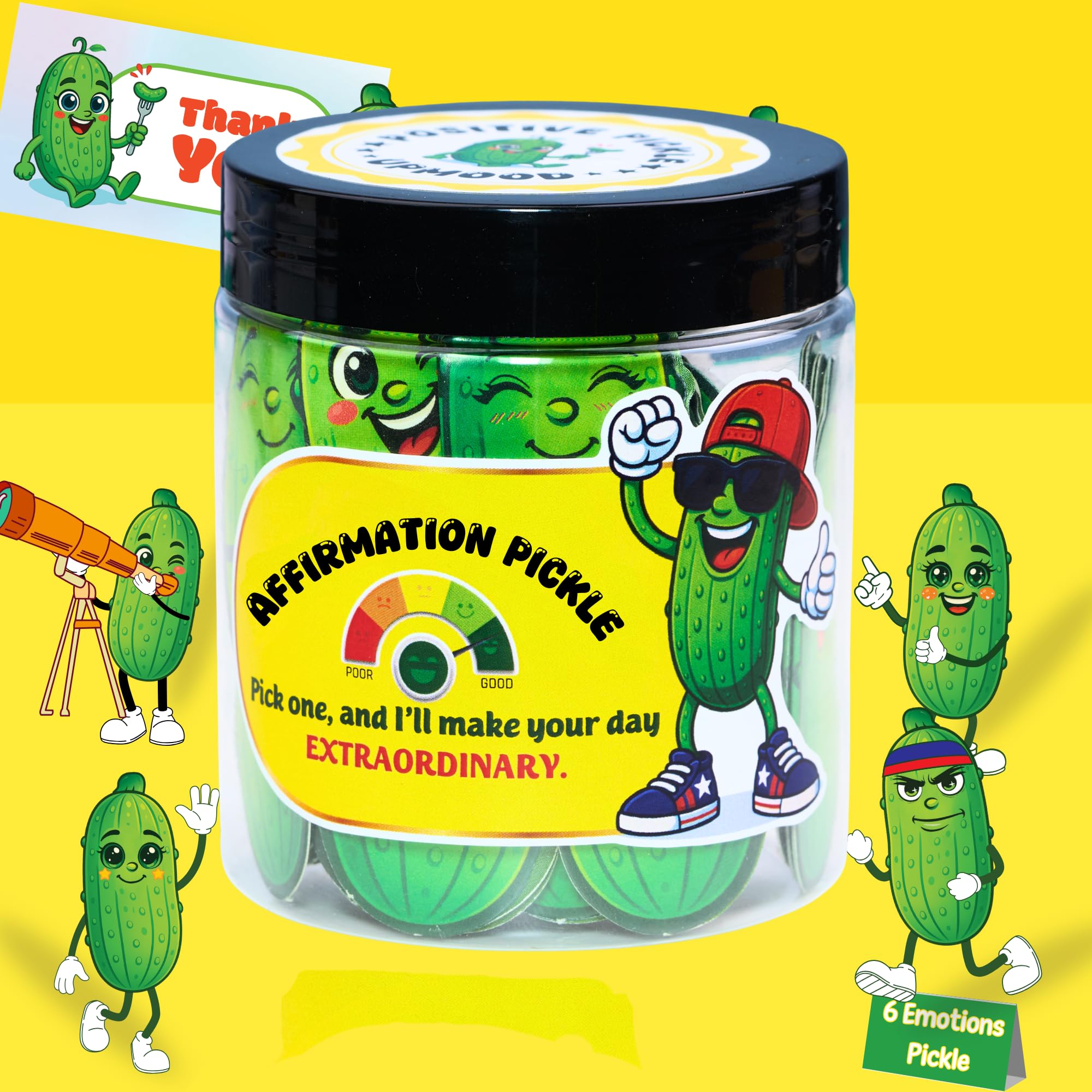 SOLMAY Affirmation Pickle Jar 60 Uplifting Notes Self-Care Funny Gifts