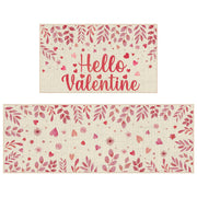 Pickmesh Valentine Kitchen Mats 2 Pc Non-Slip Love Heart Pink 17x29 & 17x47