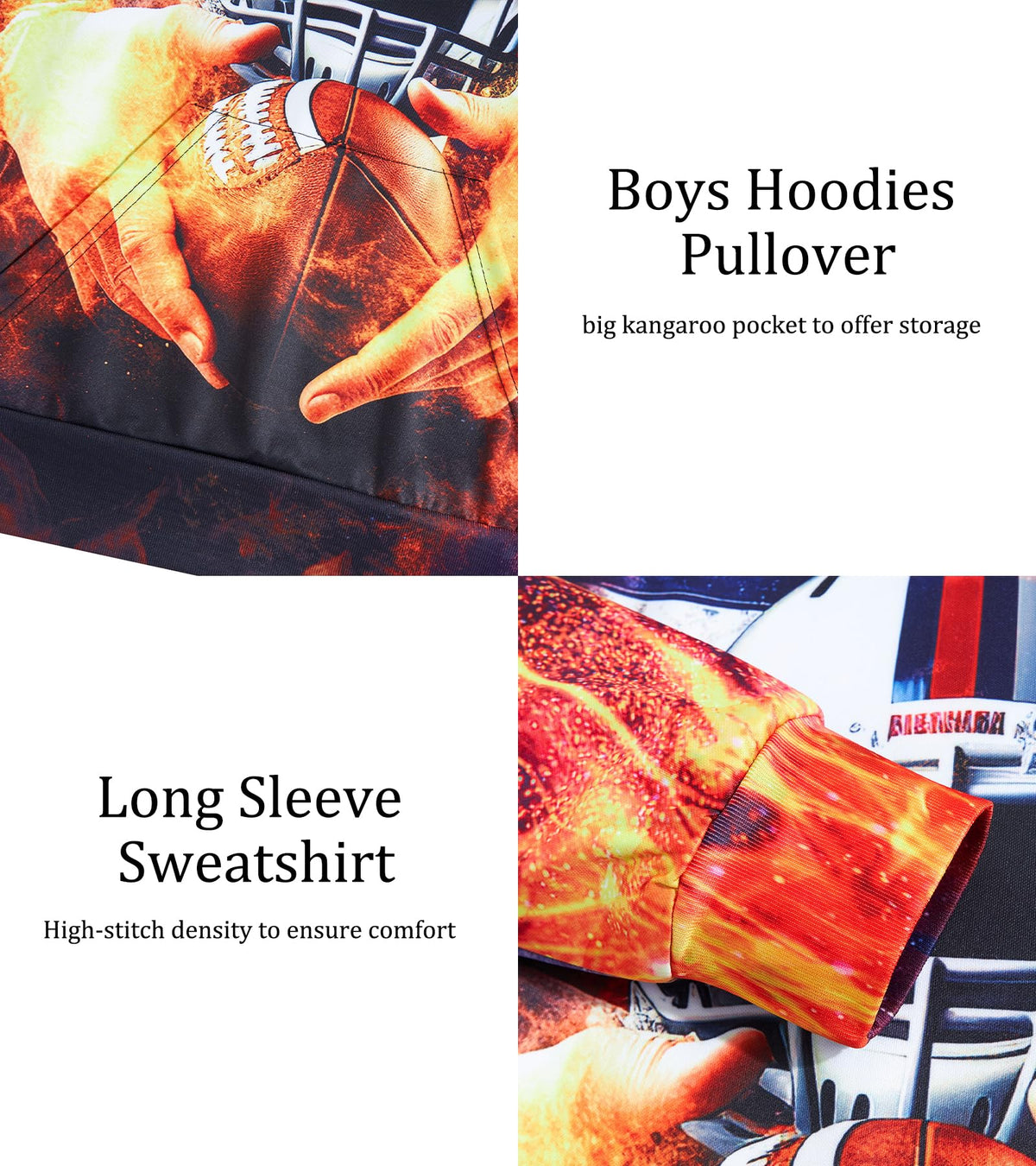 Belovecol Boys' Astronaut Space Print Hoodie, 12-14 Years