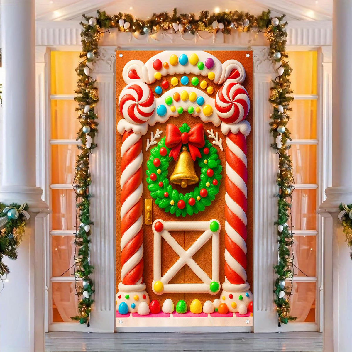BlissYard Merry Christmas Door Cover 71x35 Inch Front Porch Door Banners