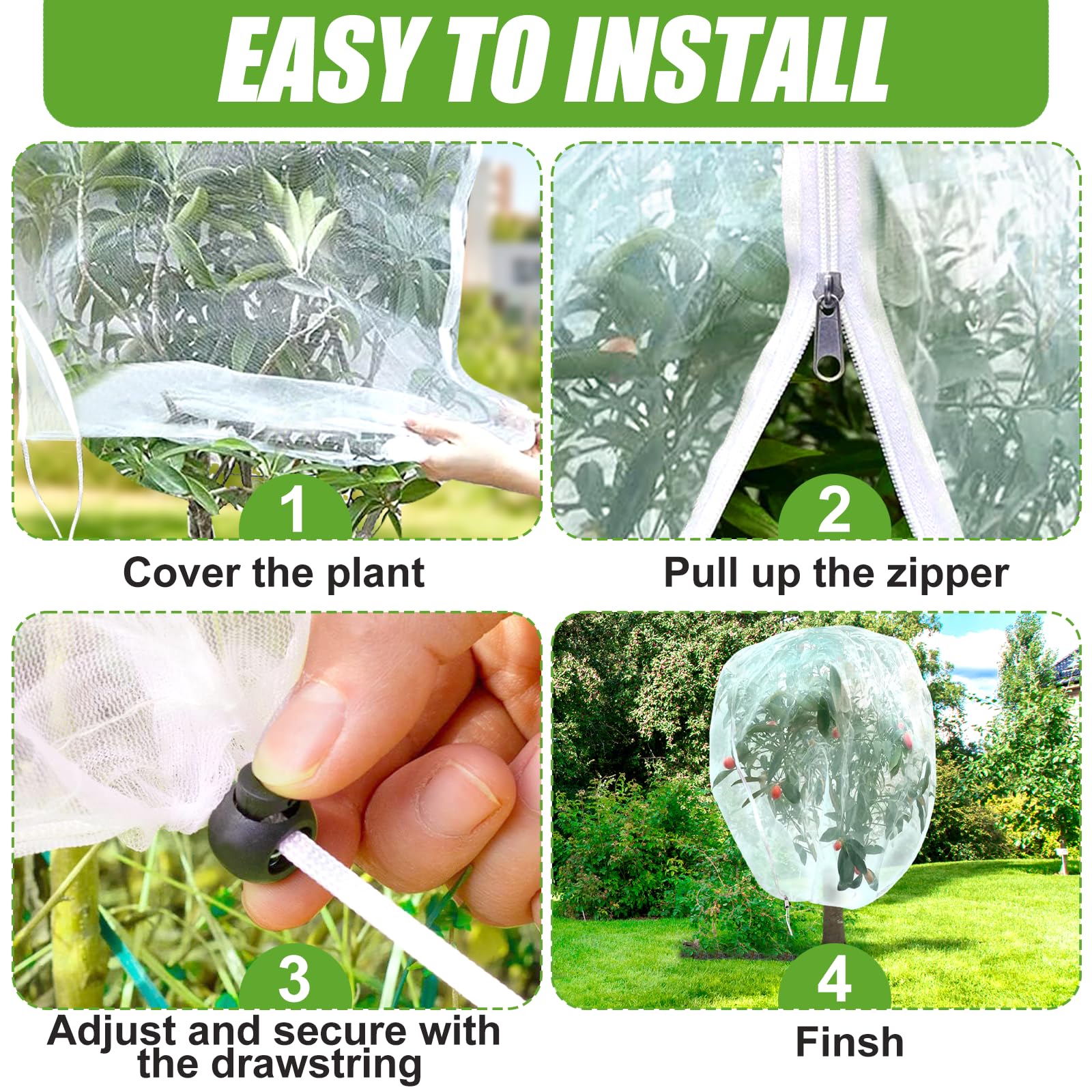 H.Romo Fruit Tree Netting 4x6 FT Clear Garden Bird Pest Barrier 1 Pack
