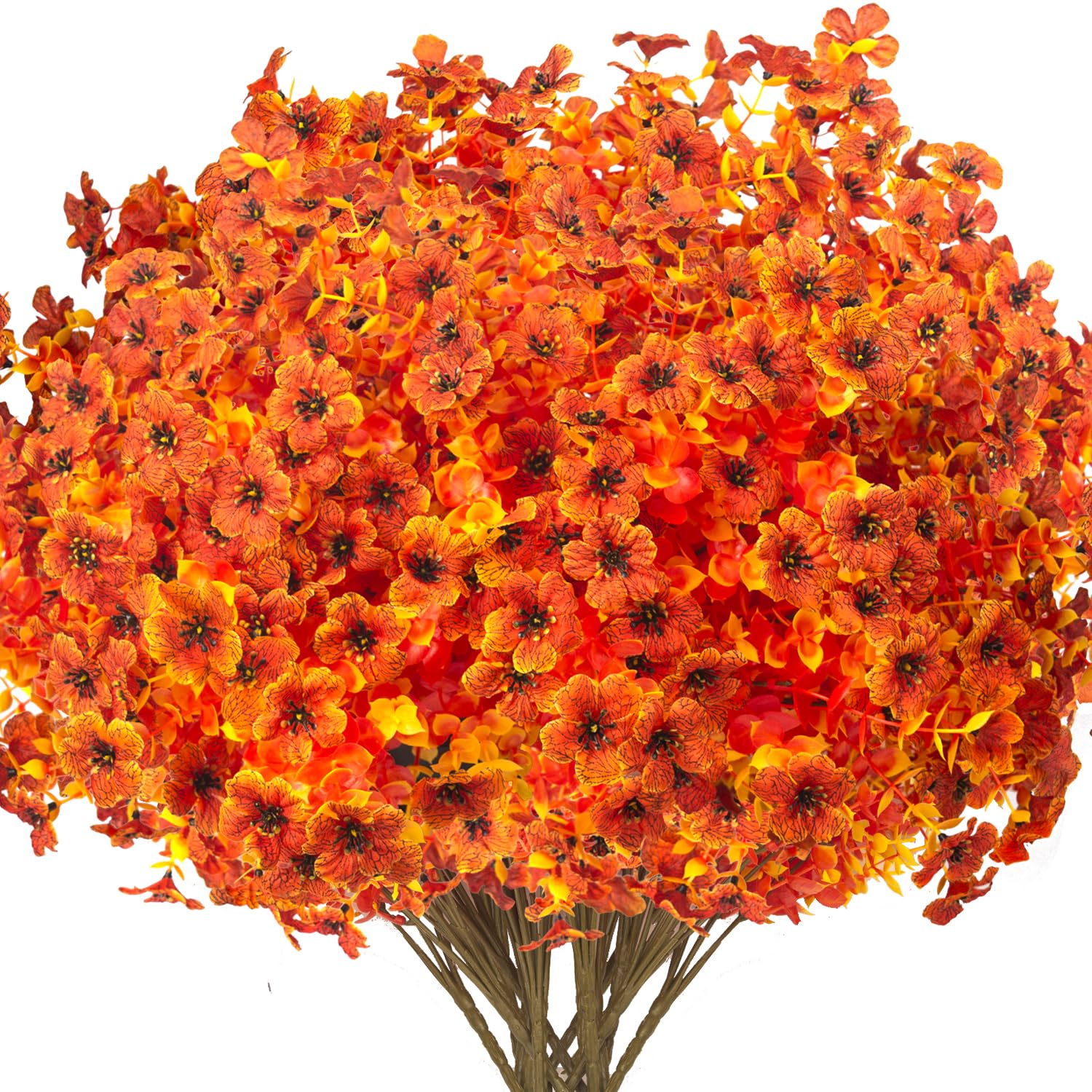 Grunyia 16 Bundles Artificial Fall Flowers Orange 16in UV Resistant Plastic