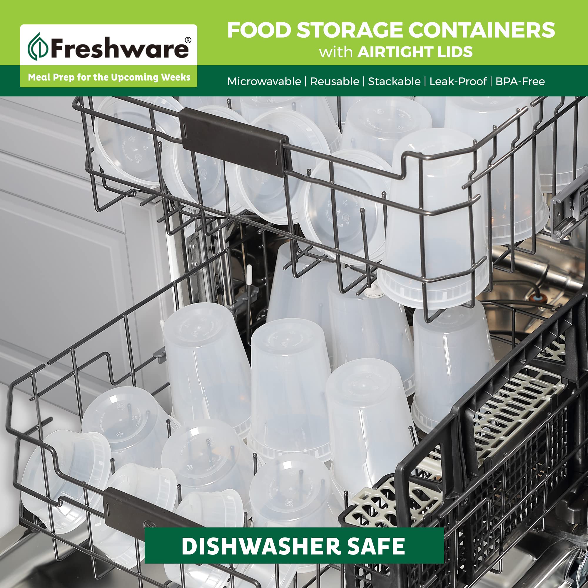 Freshware Food Storage Containers 50 Set 8oz Plastic Deli Containers BPA Free