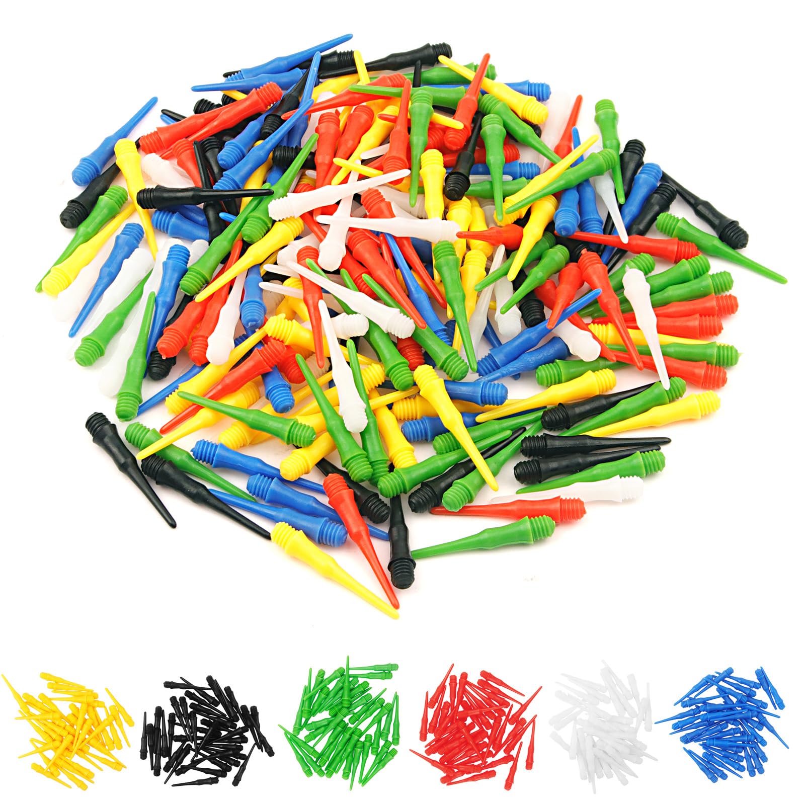 Asofelk 216PCS 2BA Multicolor Plastic Soft Dart Tips Replacement