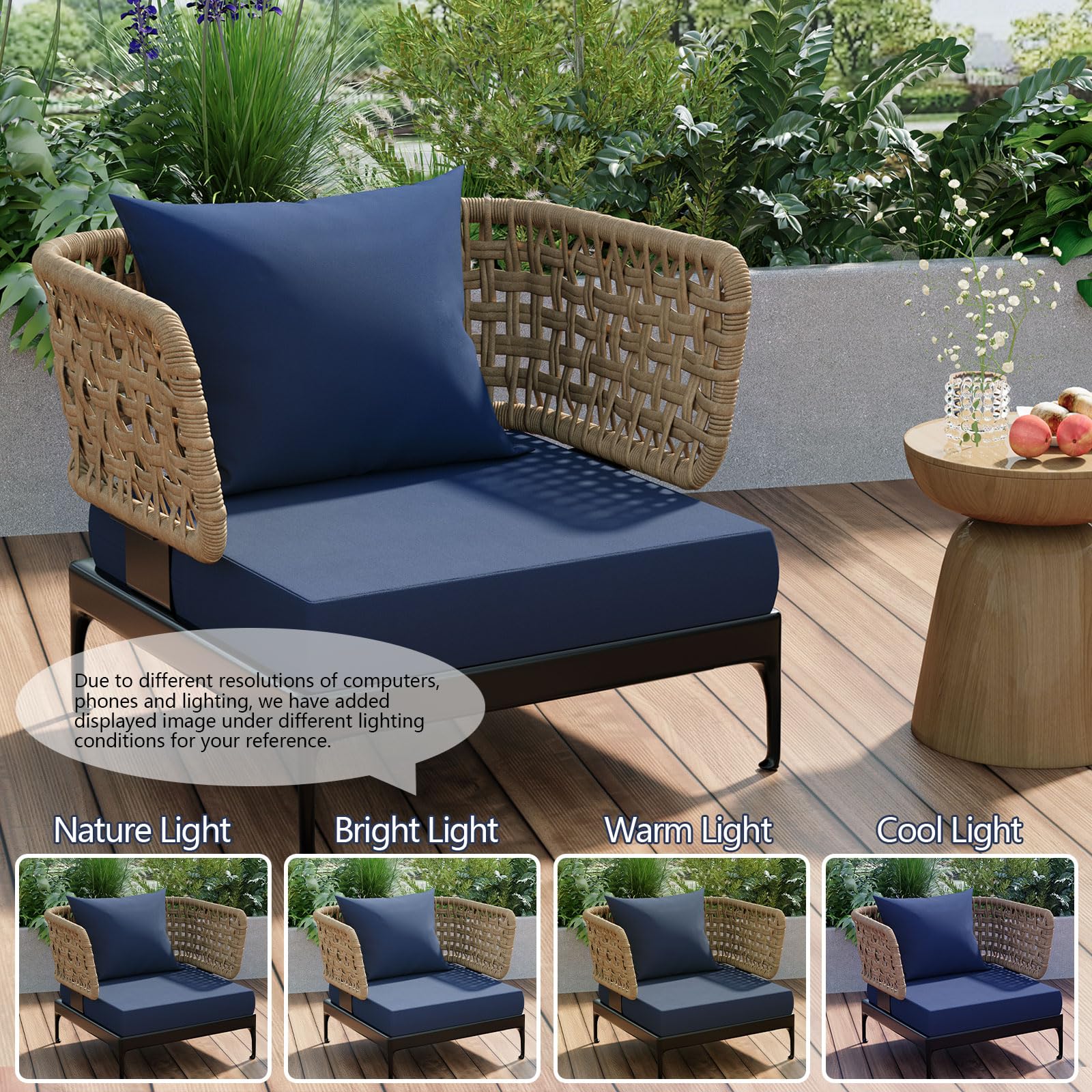 famibay Outdoor Chair Cushions Set 2 Waterproof UV Resistant 22x22 Navy