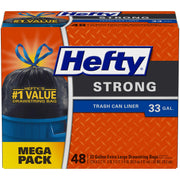Hefty Strong Large Trash Bags 33 Gallon 48 Count Black Heavy Duty