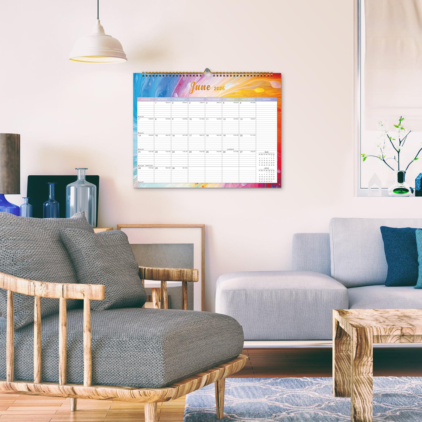 Lbylyhxc 2026 Wall Calendar 18 Months Jul 2025-Dec 2026 14.8x11.5 Rainbow