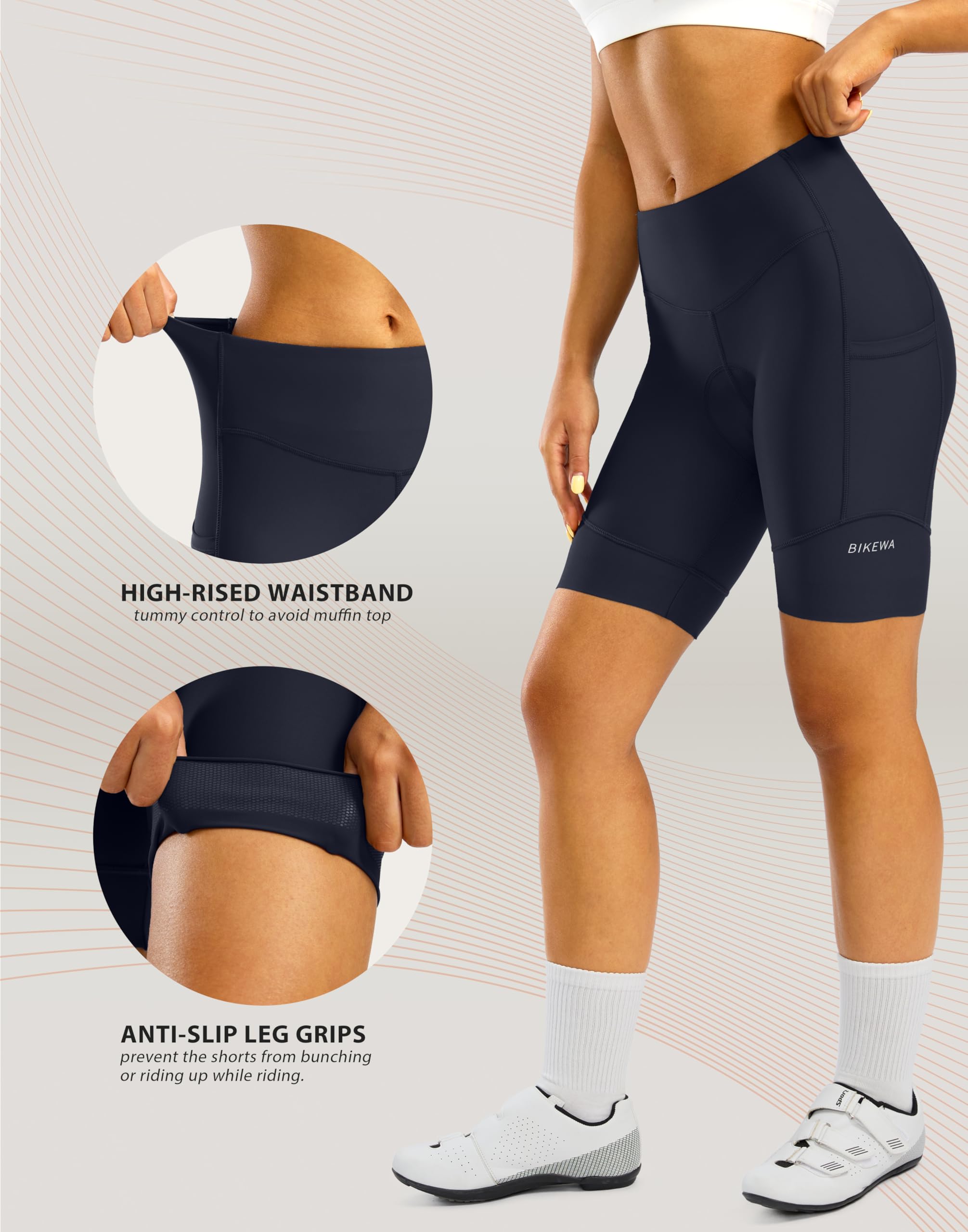 Bikewa Padded Bike Shorts Women High Waisted 4D Padding Purple Size L