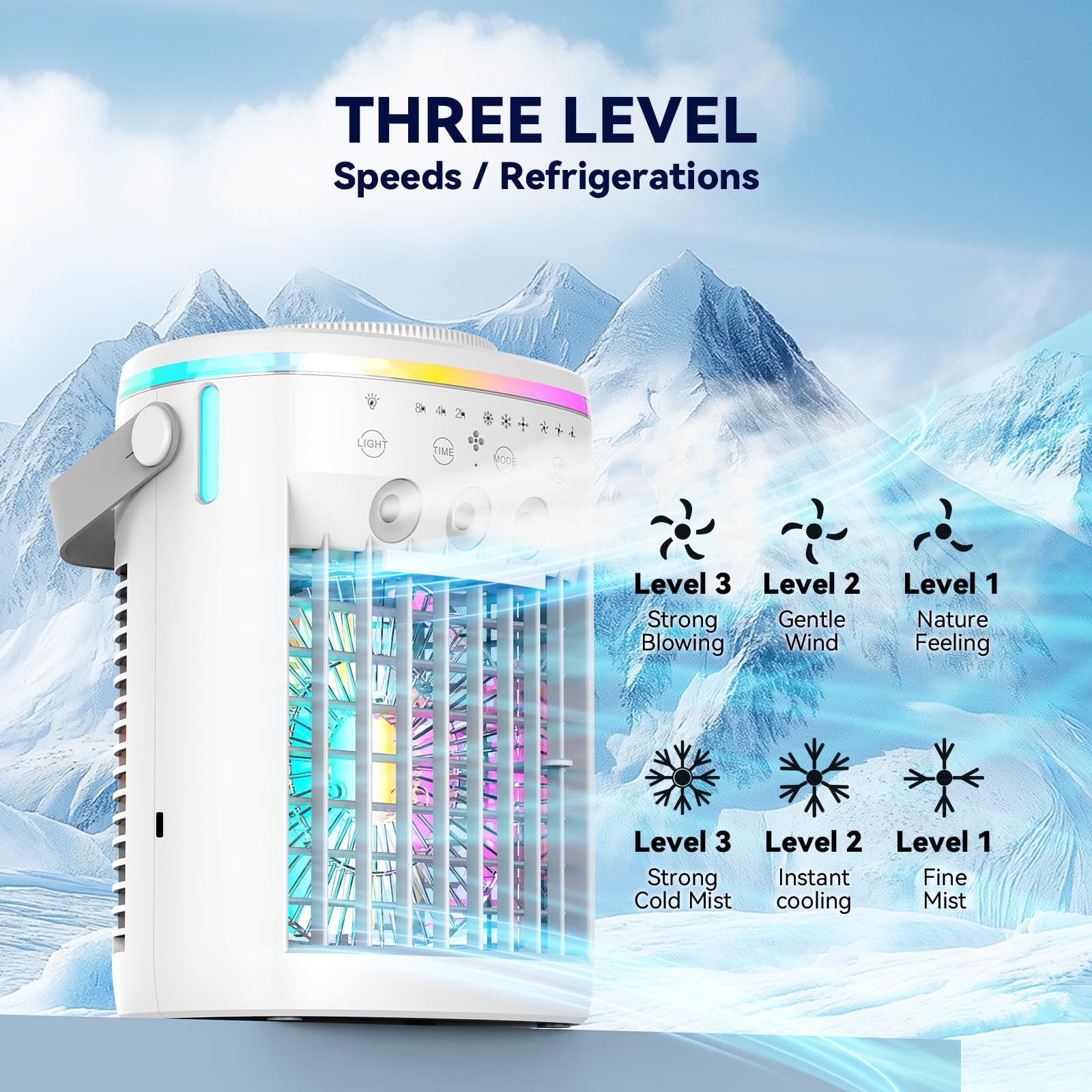 Vidihill Portable Air Conditioner Evaporative Cooler 3-Speed Timer Remote White