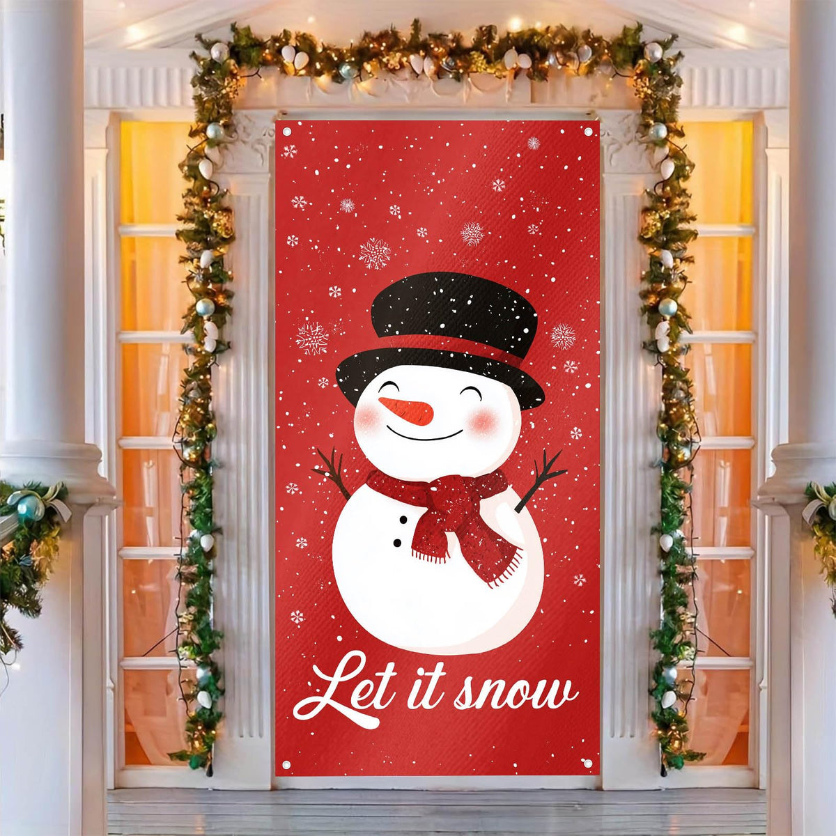 BlissYard Merry Christmas Door Cover 71x35 Inch Front Porch Door Banners