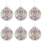 Soulchen 6 Pcs Vintage Metallic Glass Christmas Tree Ornaments 3.15in Brown