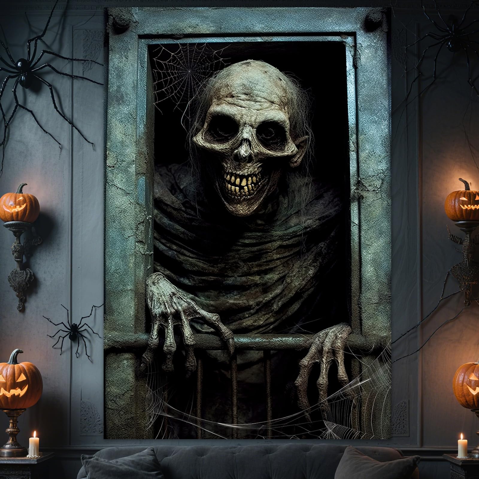 ROOKEA Halloween Vampire Window Curtain Spooky Ghost Banner Indoor Outdoor Decor