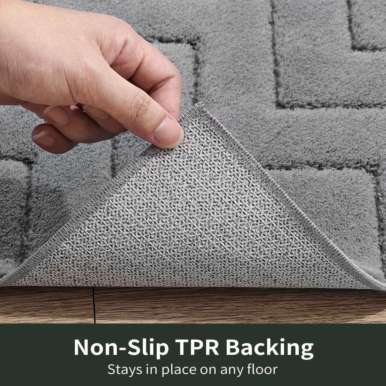 Stiio Bathroom Rug Non Slip Washable Mat 24x35 Grey Polyester Geometric
