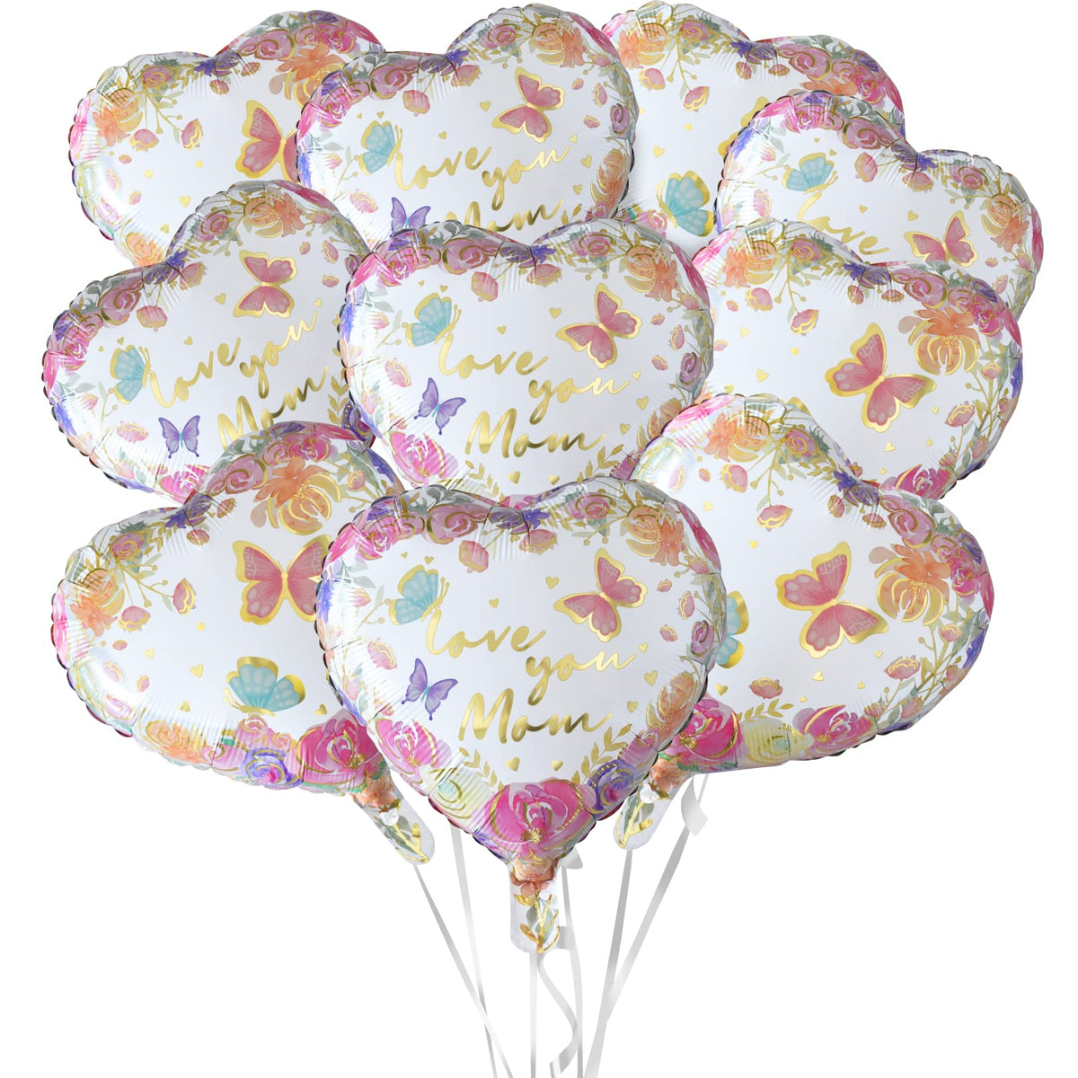 Gatherfun Mother's Day Balloon Set, 10-Pack Floral Hearts
