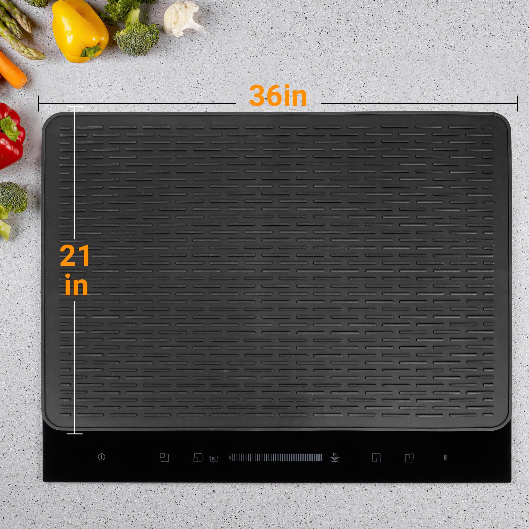 TWIZIUAO Electric Stove Cover Mat Heat Resistant Silicone Black 36x21