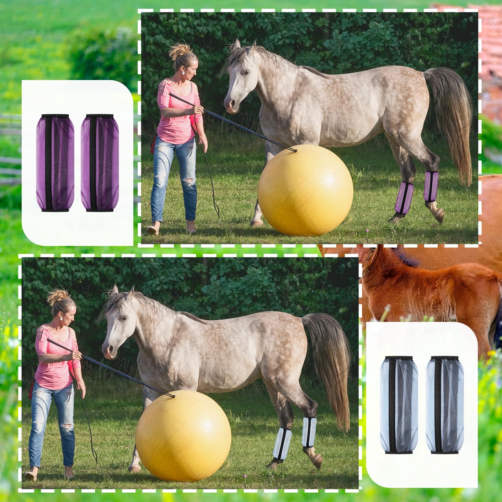 Sanwuta 16pcs Horse Mesh Fly Boots 14x9in Orange Sky Blue Rose Purple