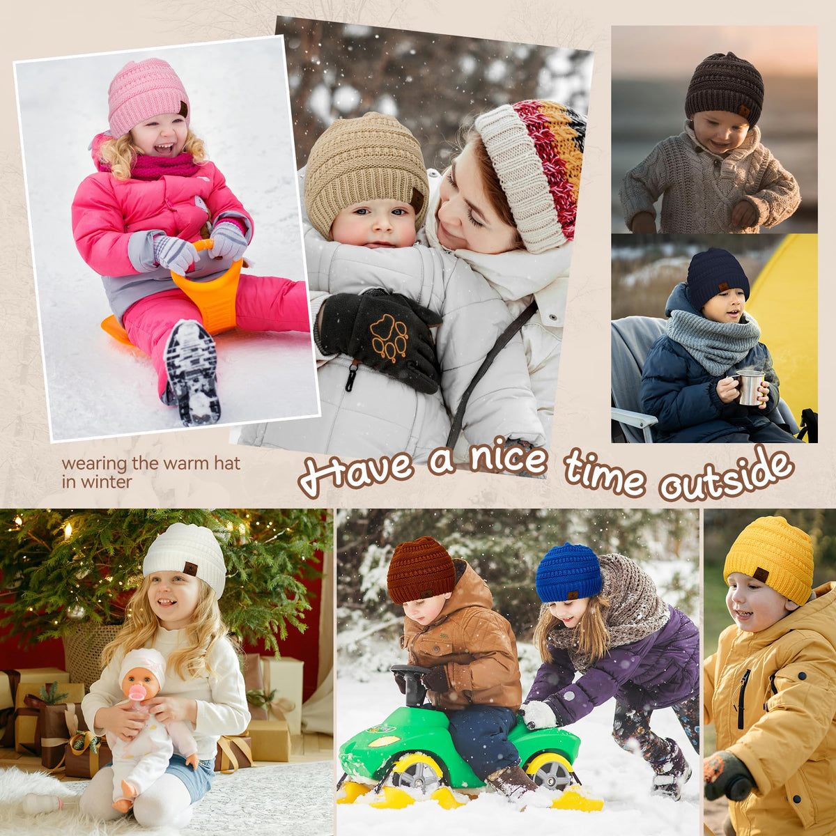 Zando Toddler Satin Lined Winter Hat Knitted Baby Beanie Silk Lined Infant Toddler Beanies Boys 2t-4t Baby Winter Hats for Boys Girls Warm Newborn Infant Winter Beanie Cap Black 6-36 Months