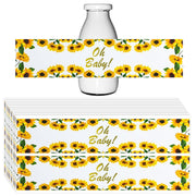 Outus 40pcs Sunflower Baby Shower Water Bottle Labels Floral Waterproof