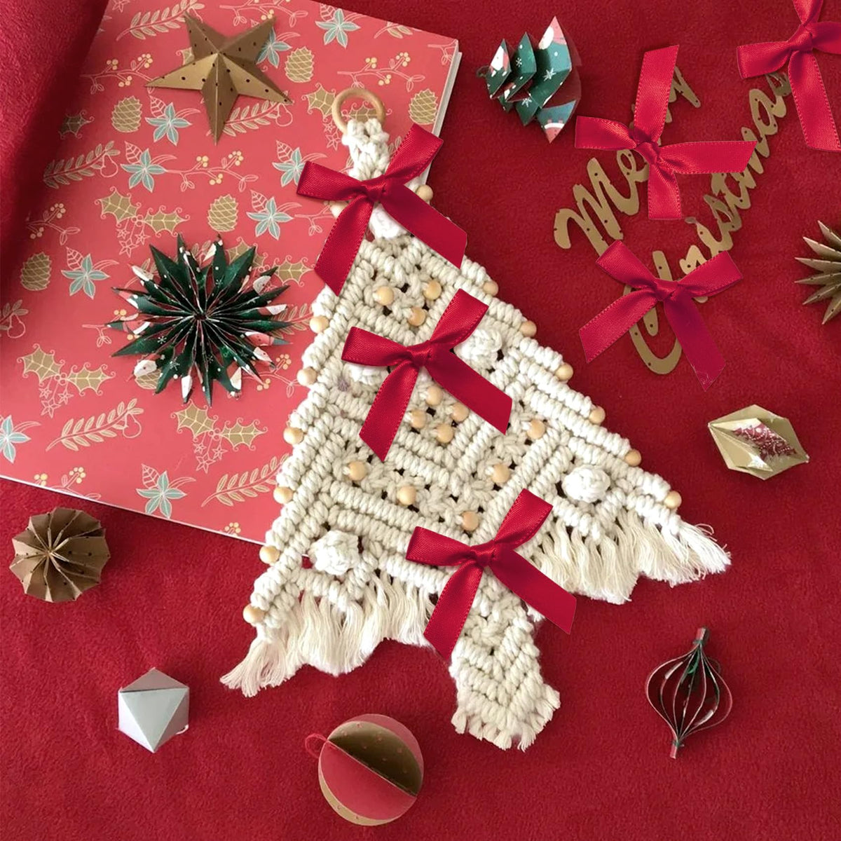 Pndeyo 35pcs Mini Gift Wrap Bows, Tiny Cute Satin Ribbon Bow, Soft Craft Bowknot Sewing Accessories for Christmas Wedding Birthday Party Flowers Bakery Treat Gift Box Decoration- Maroon