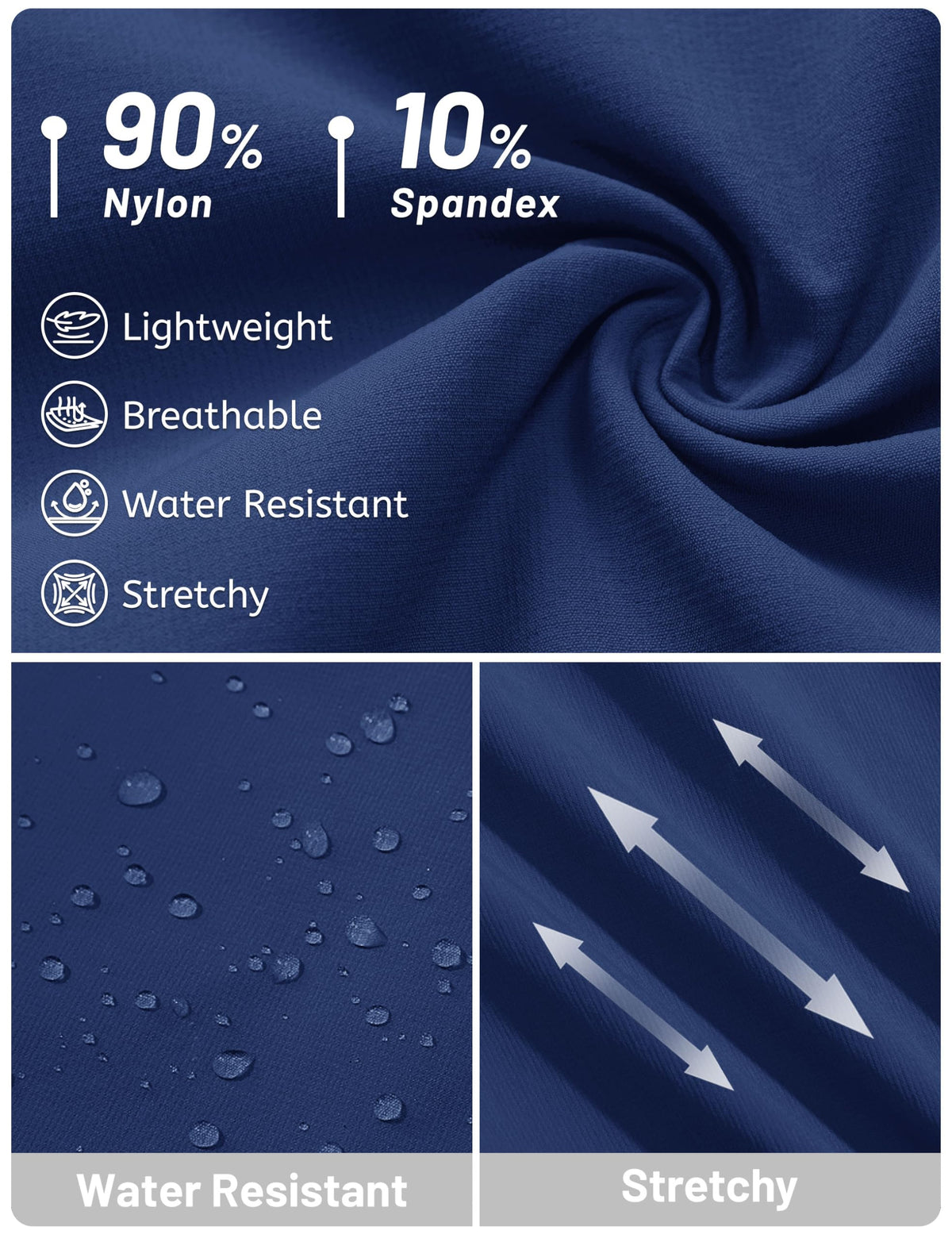 TACVASEN Capri Long Shorts for Men Stretch Elastic Waist Quick Dry Lightweight Cargo Hiking Gym Running Summer Outdoor Blue