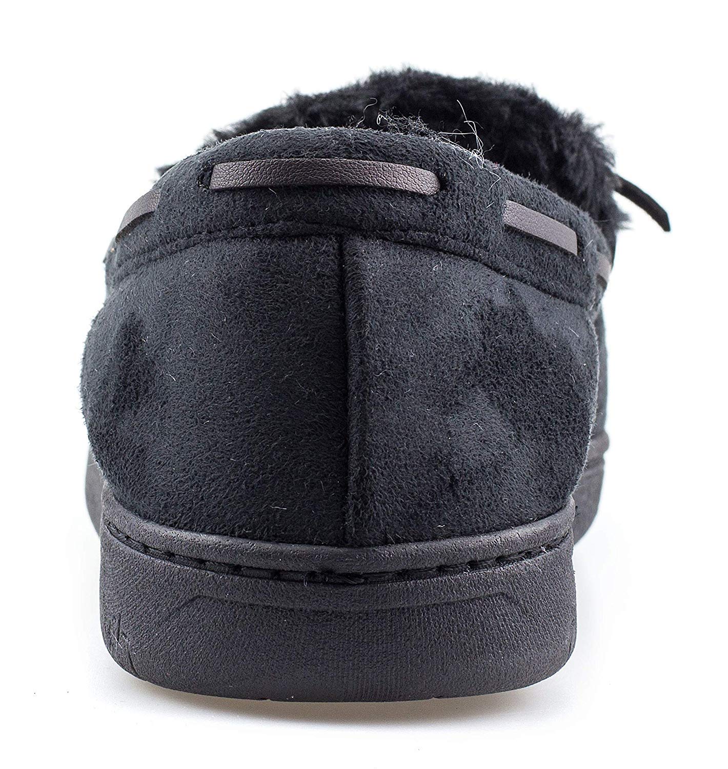 ArcticShield Men's Moccasin Slippers Rubber Sole Microsuede Black Size 12