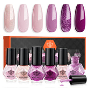 modelones Purple Nail Polish Set 6 Colors Glitter Pink Shimmer Mini Kit