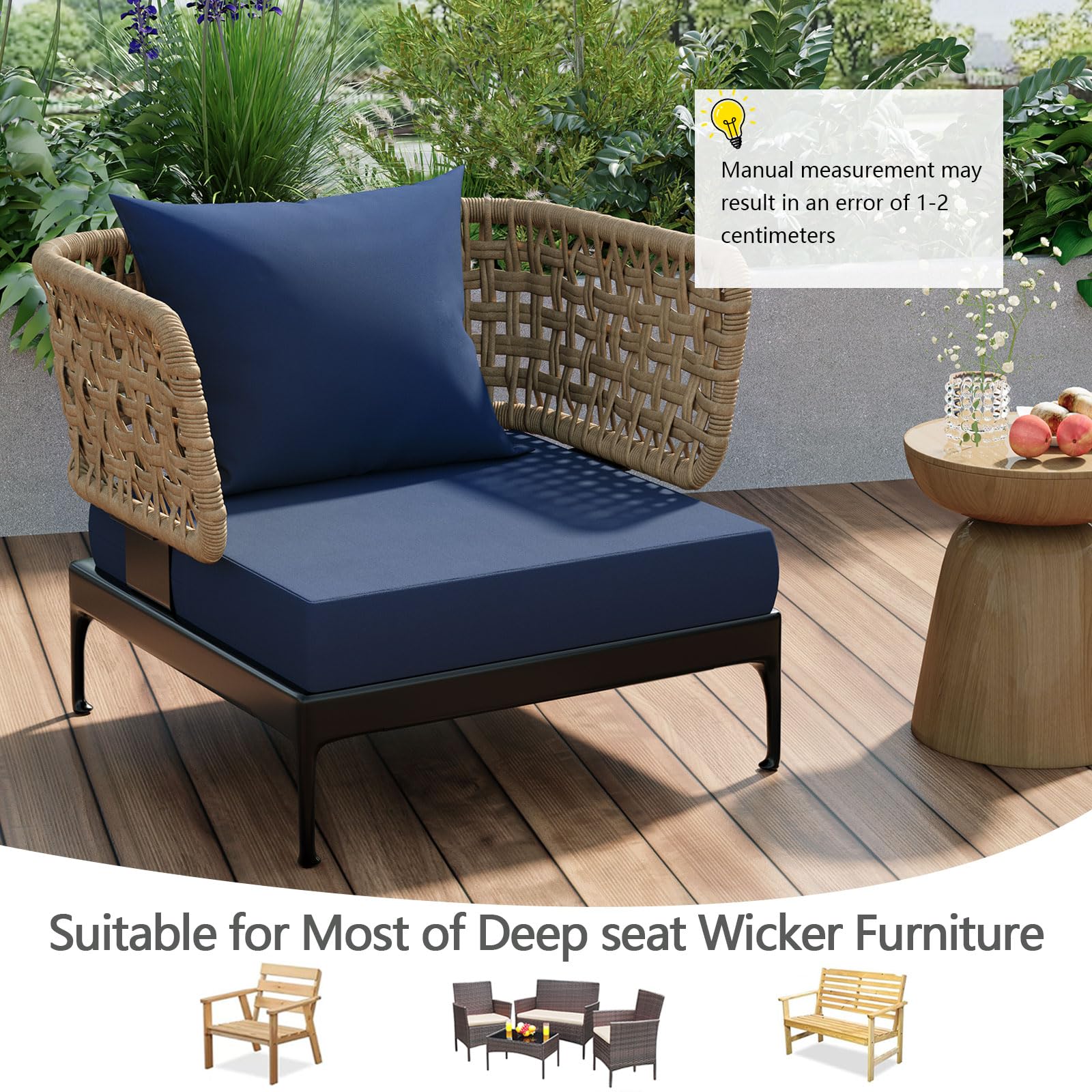 famibay Outdoor Chair Cushions Set 2 Waterproof UV Resistant 22x22 Navy