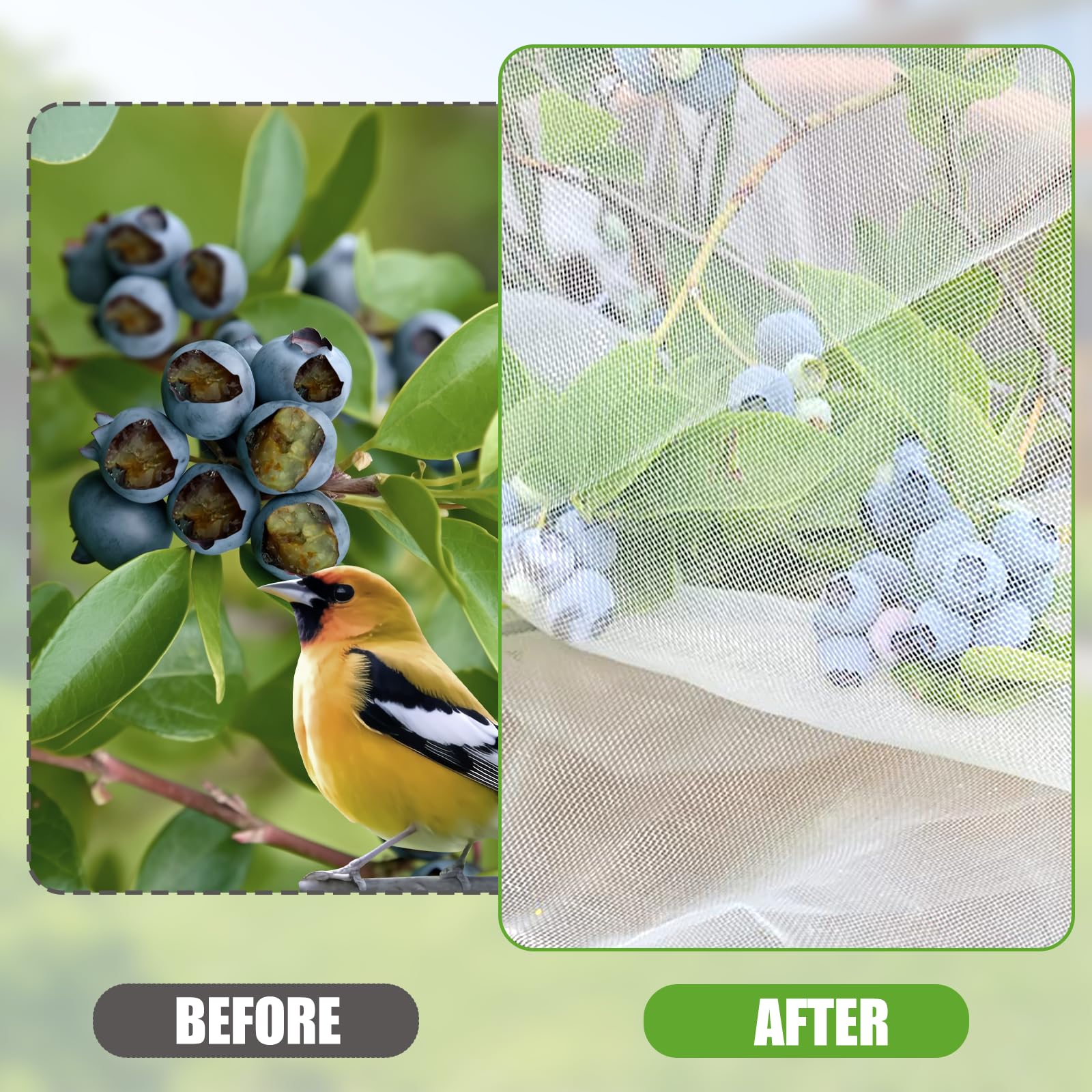 H.Romo Fruit Tree Netting 4x6 FT Clear Garden Bird Pest Barrier 1 Pack