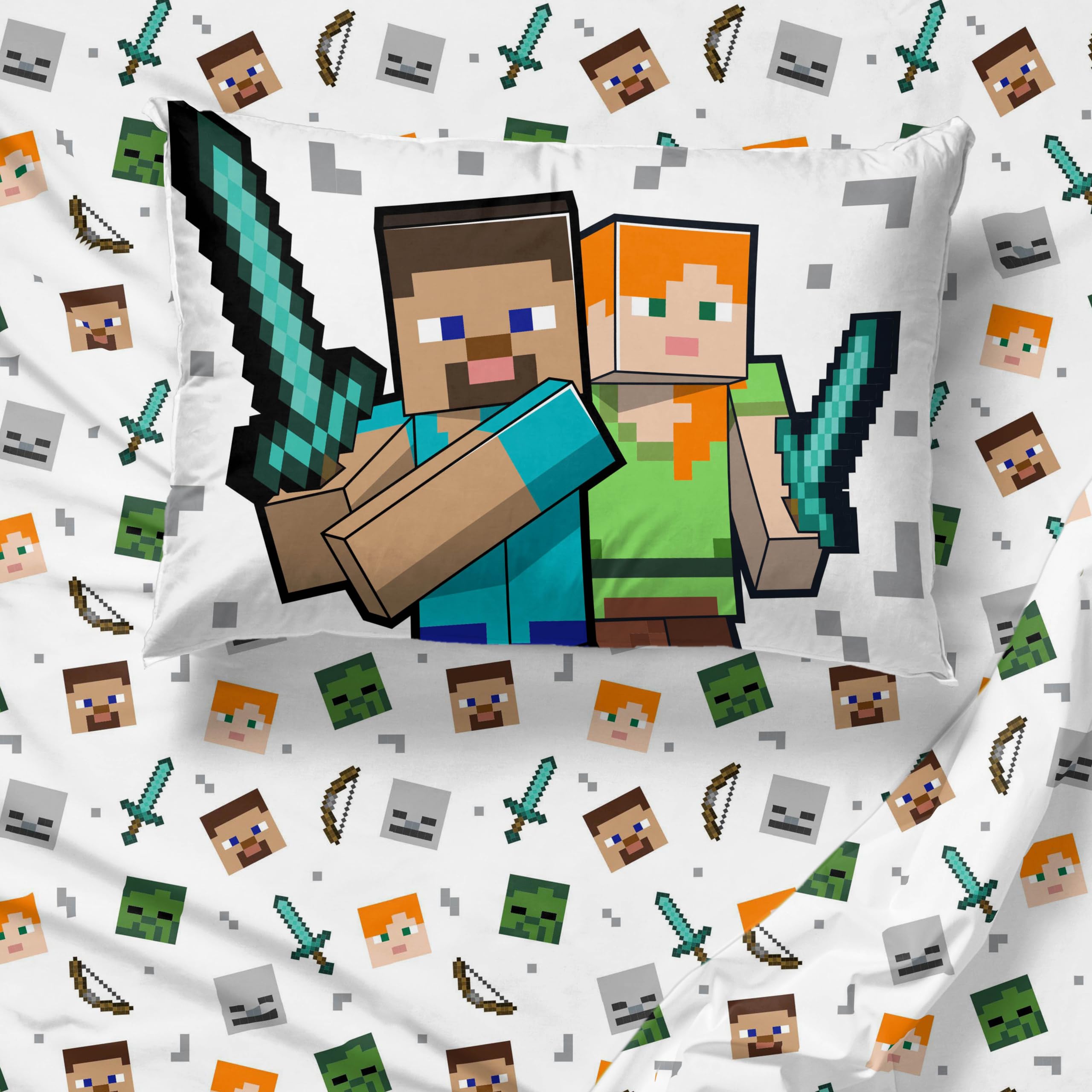 Jay Franco Minecraft Twin Comforter Set 5PC Bedding Creeper Zombie